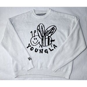 Young LA Goofy Bee Sweater Mens XXL Jacquard Knit Off White Relaxed Fit Pullover